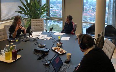 The podcast was recorded at the Trouw Nutrition headquarters in Amersfoort, the Netherlands. On the left, Nienke de Groot, global programme manager gut health at Trouw Nutrition, in the middle Poultry World editor Fabian Brockötter and to the right Frank Bussink, editor and podcast expert. Photo: Marcelle Wiegand Bruss