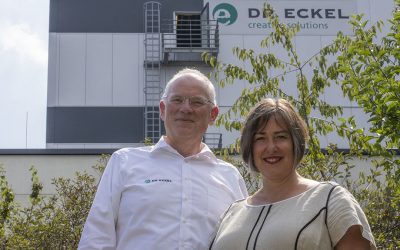 Dr Bernhard and Dr Antje Eckel at the production plant in Niederzissen, Germany.