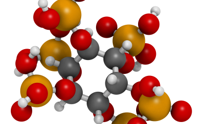 Phytic acid (hexakisphosphate, IP6, phytate) molecule. Present in seeds and grains of many plants, acting as storage form of phosphorus. Atoms are represented as spheres with conventional colour coding. <em>Photo: Dreamstime</em>