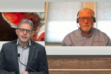 Dr Mark Giesemann (right) directly connected to the studio. Photo: Company Webcast