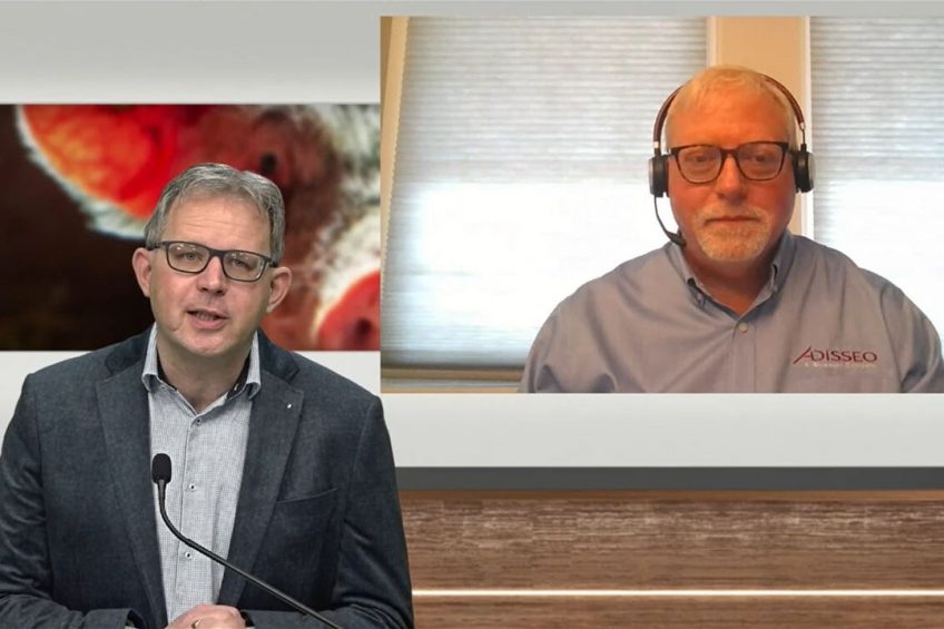 Dr Mark Giesemann (right) directly connected to the studio. Photo: Company Webcast