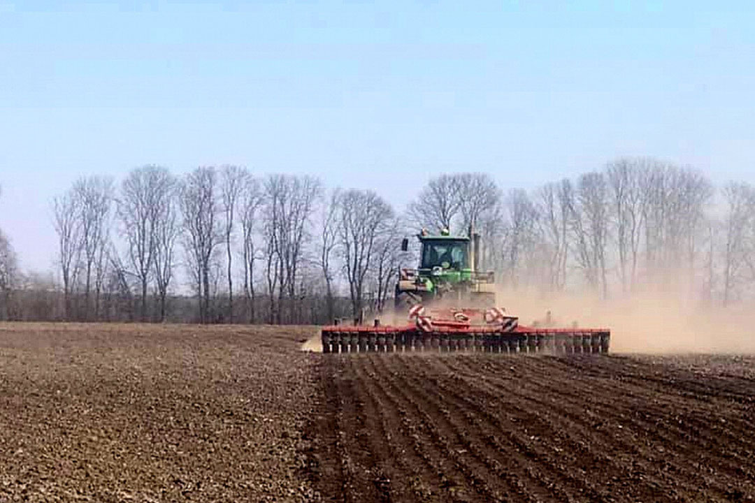 Serhiy's tractors are already working in the fields preparing the ground for planting.