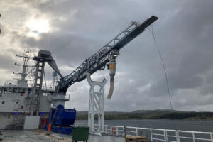Fjordvejs ship unloader for gentle handling of fish feed pellets. Capacity up to 330 m3/h. Photo: FM Bulk